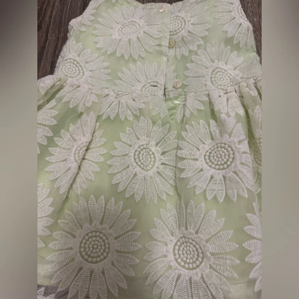 Children’s Place Girls Green Lil Daisy Lace  Dress SZ 12-18 Months